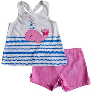 Pink Whale Tank Top and Shorts Set